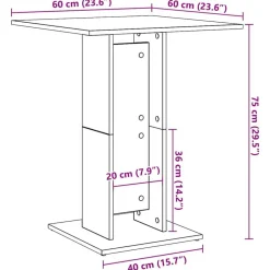 vidaXL Mesas-Mesa de bistró madera contrachapada 60x60x75 cm