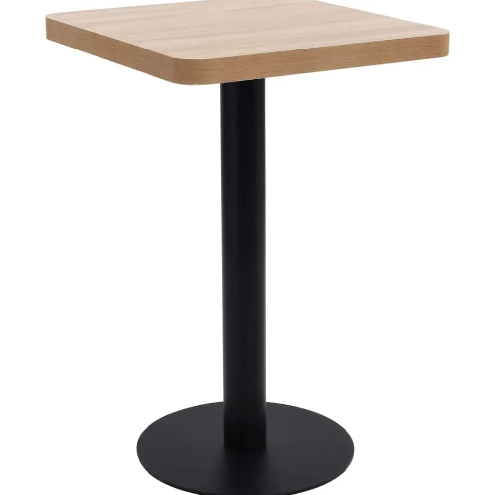 vidaXL Mesa de bistró MDF marrón claro 50x50 cm marrón claro y negro