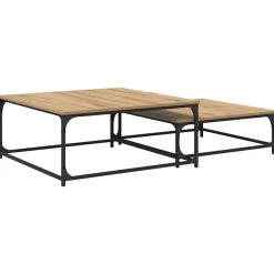 vidaXL Mesa de Café 2 pcs Roble artesanal Madera de ingeniería Roble artisan Sale