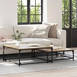 vidaXL Mesa de Café 2 pcs Roble artesanal Madera de ingeniería Roble artisan Sale