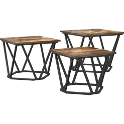 vidaXL Mesa de Café 3 pcs Madera Ingenierizada y Acero Roble ahumado Best