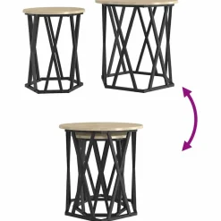 vidaXL Mesas-Mesa de Café 2 pcs Madera Ingenierizada y Acero