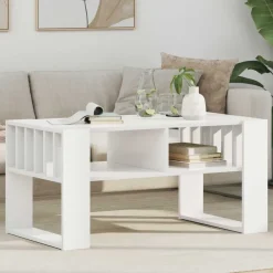 vidaXL Mesa de Café 92 x 49,5 x 45 cm Madera de ingeniería White Discount