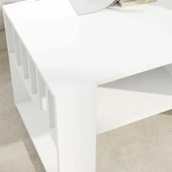 vidaXL Mesa de Café 92 x 49,5 x 45 cm Madera de ingeniería White Discount