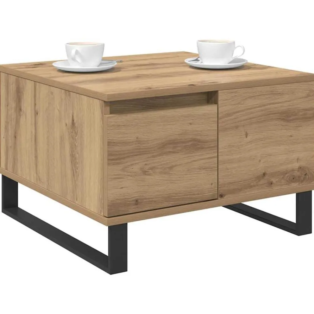 vidaXL Mesa de Café con cajón Roble artesanal 55 x 55 x 36,5 cm Roble artisan Clearance