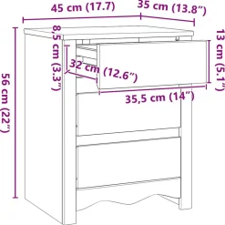 vidaXL Mesa de Café con cajón Drammen Roble 45 x 35 x 56 cm color roble
