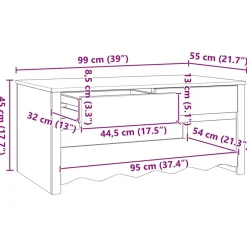 vidaXL Mesas-Mesa de Café con cajón Drammen Roble 99 x 55 x 45 cm