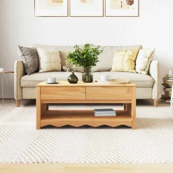 vidaXL Mesas-Mesa de Café con cajón Drammen Roble 99 x 55 x 45 cm