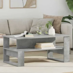 vidaXL Mesa de Café Gris Concreto 90 x 50 x 40 cm Madera de ingeniería Gris hormig&oacute;n Best