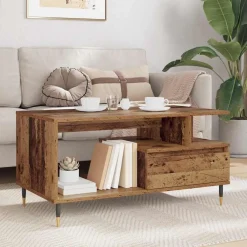 vidaXL Mesa de Café Madera vieja 90 x 49 x 45 cm Madera de ingeniería Madera envejecida Hot