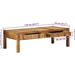 vidaXL Mesas-Mesa de Café Marrón 110 x 54 x 35 cm Madera sólida recuperada
