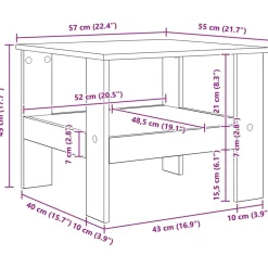 vidaXL Mesas-Mesa de Café 57 x 55 x 45 cm Madera de ingeniería