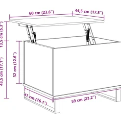 vidaXL Mesa de Café 60 x 44,5 x 45 cm Roble negro Sale