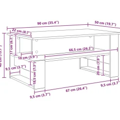 vidaXL Mesas-Mesa de Café 90 x 50 x 40 cm Madera de ingeniería