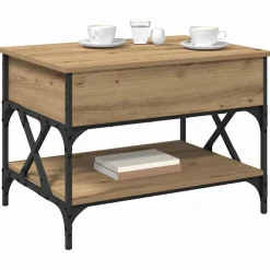 vidaXL Mesas-Mesa de Café Roble artesanal 70x50x50cm Madera contrachapada