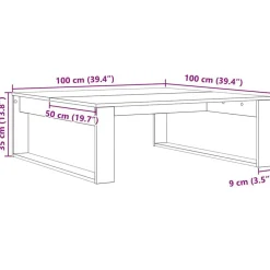 vidaXL Mesa de Café 100 x 100 x 35 cm Madera de ingeniería Roble negro Best