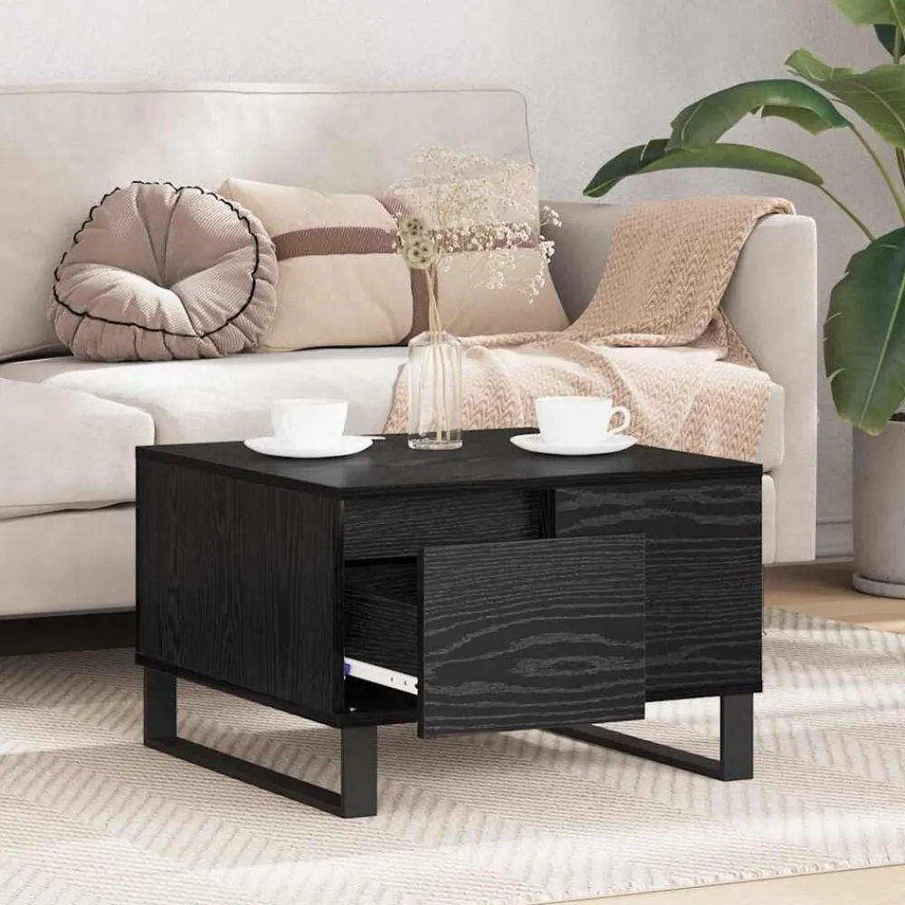 vidaXL Mesa de Café 55 x 55 x 36,5 cm Madera de ingeniería Roble negro Hot