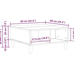 vidaXL Mesa de Café 60 x 60 x 30 cm Madera de ingeniería Roble negro Online