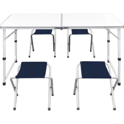 vidaXL Mesa de camping plegable ajustable con 4 taburetes 120x60 cm Online