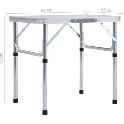 vidaXL Actividades Al Aire Libre-Mesa de camping plegable aluminio 60x45 cm