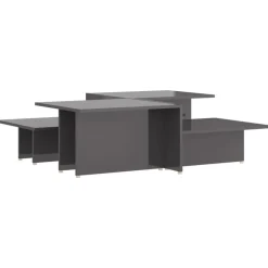 vidaXL Mesa de centro 2 pzas madera contrachapada gris 111,5x50x33cm Outlet