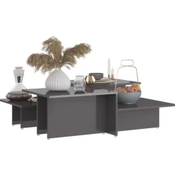 vidaXL Mesa de centro 2 pzas madera contrachapada gris 111,5x50x33cm Outlet
