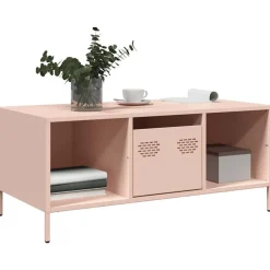 vidaXL Mesa de centro acero laminado en frío 101,5x50x43,5 cm Rosa