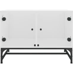 vidaXL Mesas-Mesa de centro con puertas de vidrio blanca 68,5x50x50 cm
