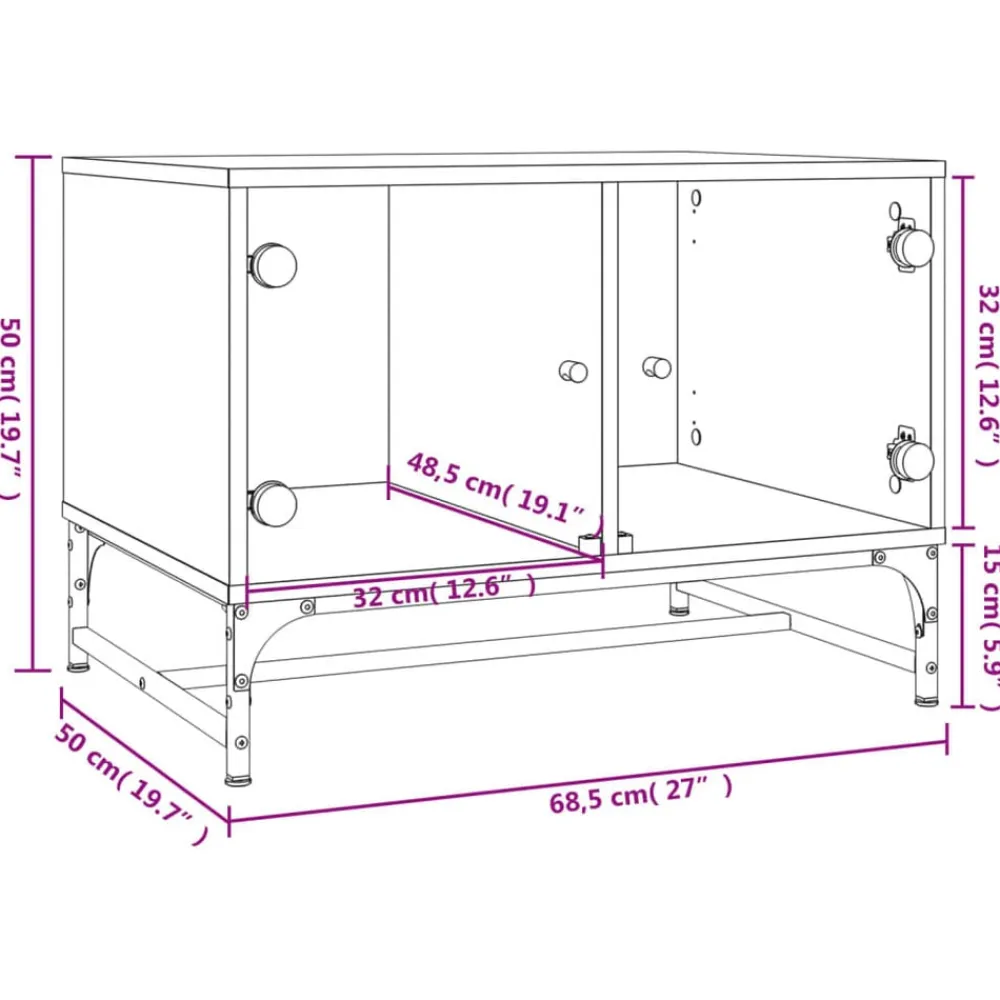 vidaXL Mesas-Mesa de centro con puertas de vidrio blanca 68,5x50x50 cm