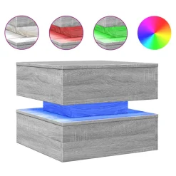 vidaXL Mesas-Mesa de centro con luces LED 50x50x40 cm