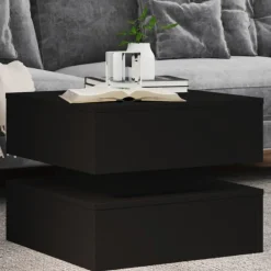 vidaXL Mesa de centro con luces LED 50x50x40 cm Negro Discount