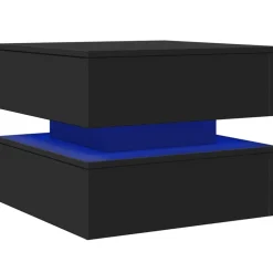vidaXL Mesa de centro con luces LED 50x50x40 cm Negro Discount
