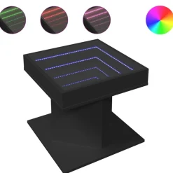 vidaXL Mesas-Mesa de centro con luz LED madera ingeniería negra 50x50x45 cm