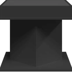 vidaXL Mesas-Mesa de centro con luz LED madera ingeniería negra 50x50x45 cm