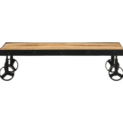 vidaXL Mesa de centro con ruedas madera maciza de mango 100x55x26 cm Online