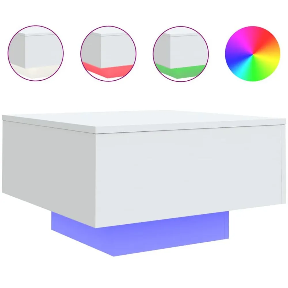 vidaXL Mesas-Mesa de centro con luces LED 55x55x31 cm