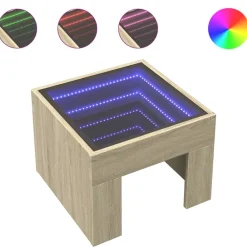 vidaXL Mesa de centro con Infinity LED 40x40x30 cm Roble Sonoma