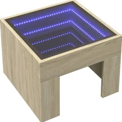 vidaXL Mesa de centro con Infinity LED 40x40x30 cm Roble Sonoma