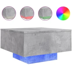 vidaXL Mesas-Mesa de centro con luces LED gris hormigón 55x55x31 cm