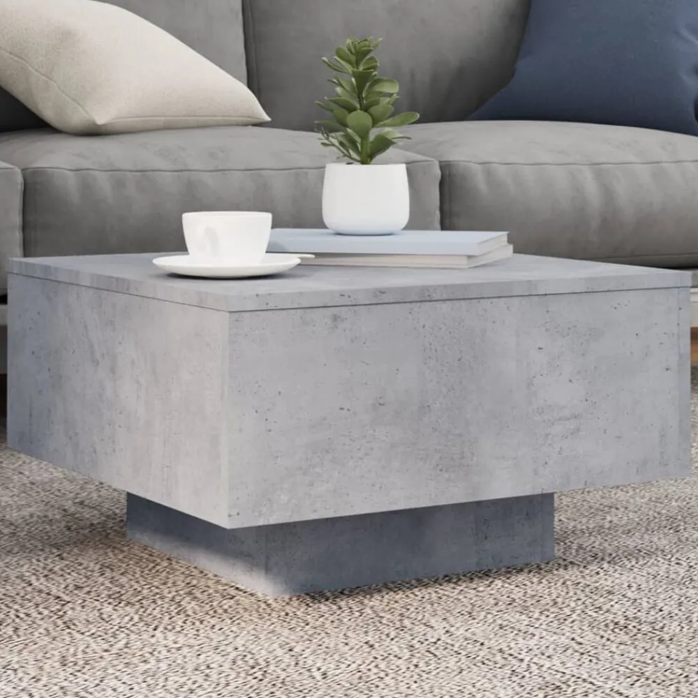vidaXL Mesas-Mesa de centro con luces LED gris hormigón 55x55x31 cm