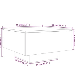 vidaXL Mesas-Mesa de centro con luces LED gris hormigón 55x55x31 cm
