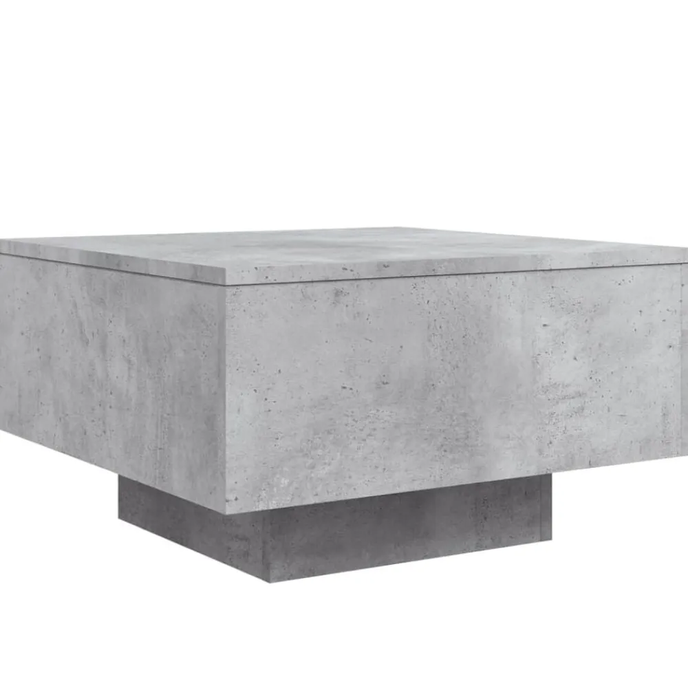 vidaXL Mesas-Mesa de centro con luces LED gris hormigón 55x55x31 cm