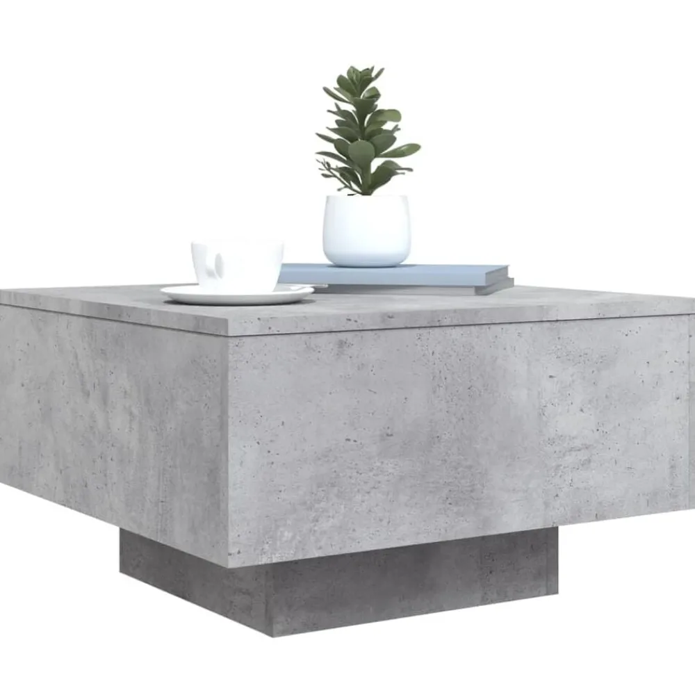 vidaXL Mesas-Mesa de centro con luces LED gris hormigón 55x55x31 cm