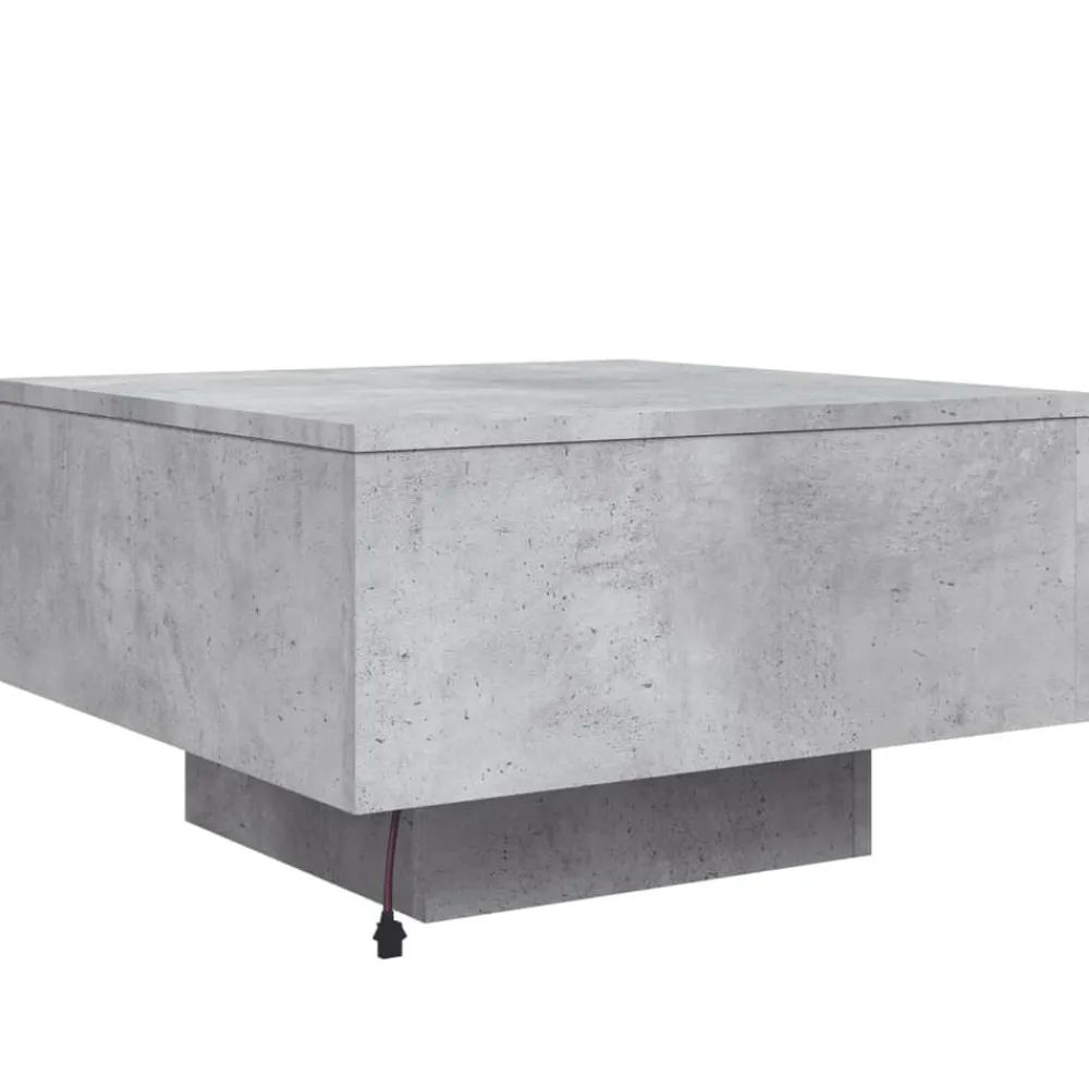 vidaXL Mesas-Mesa de centro con luces LED gris hormigón 55x55x31 cm