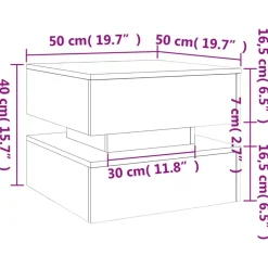 vidaXL Mesa de centro con luces LED 50x50x40 cm Roble Sonoma Clearance