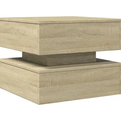 vidaXL Mesa de centro con luces LED 50x50x40 cm Roble Sonoma Clearance