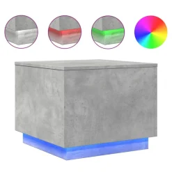 vidaXL Mesa de centro con luces LED gris hormigón 50x50x40 cm Gris hormig&oacute;n Online