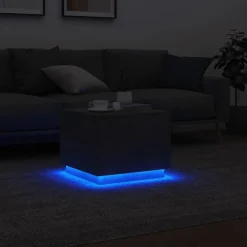 vidaXL Mesa de centro con luces LED gris hormigón 50x50x40 cm Gris hormig&oacute;n Online