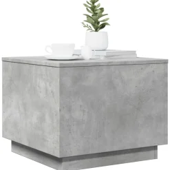 vidaXL Mesa de centro con luces LED gris hormigón 50x50x40 cm Gris hormig&oacute;n Online