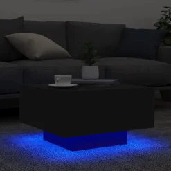 vidaXL Mesas-Mesa de centro con luces LED 55x55x31 cm